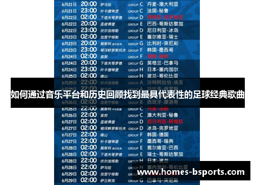 如何通过音乐平台和历史回顾找到最具代表性的足球经典歌曲 如何通过音乐平台和历史回顾找到最具代表性的足球经典歌曲